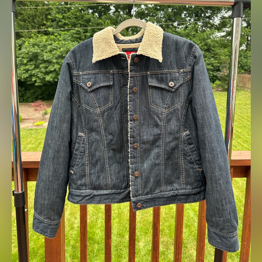 Dickies Women’s Work Denim Jacket Sherpa Lined Size XL